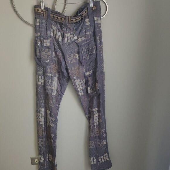 Johnny Was Geometric Patterned Pants with Belt - Picture 1 of 8